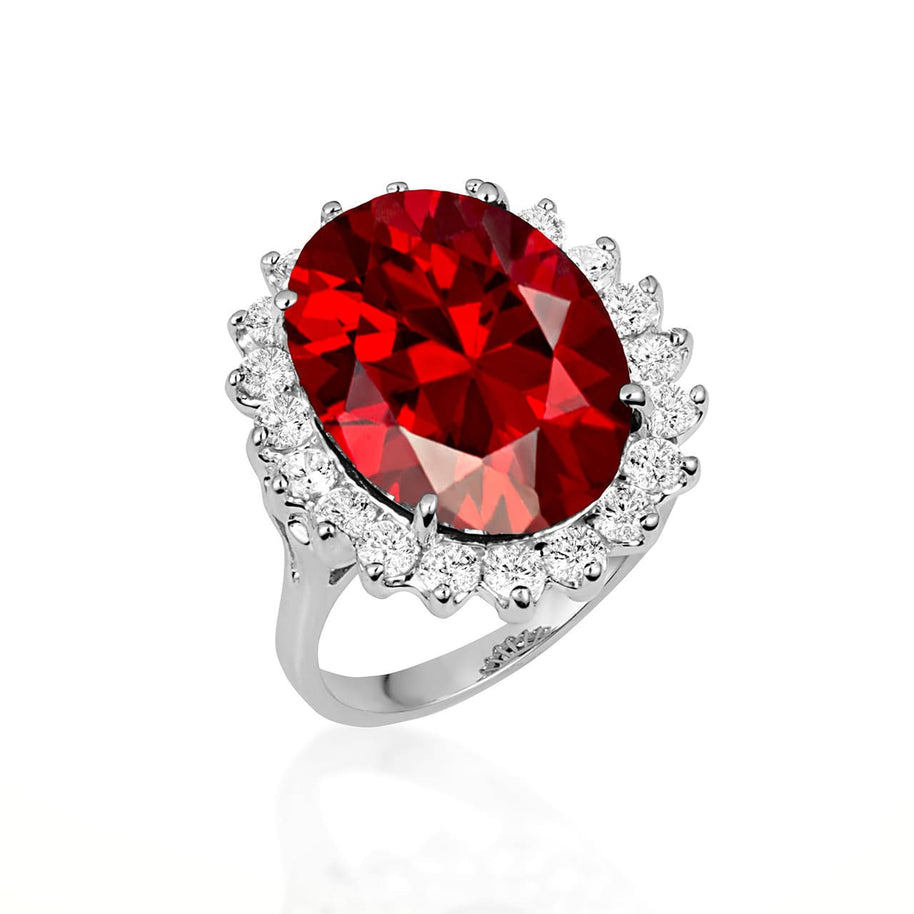 .925 Sterling Silver Oval Gemstone Halo Ring
