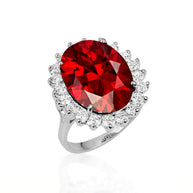 .925 Sterling Silver Oval Gemstone Halo Ring