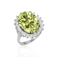 .925 Sterling Silver Oval Gemstone Halo Ring