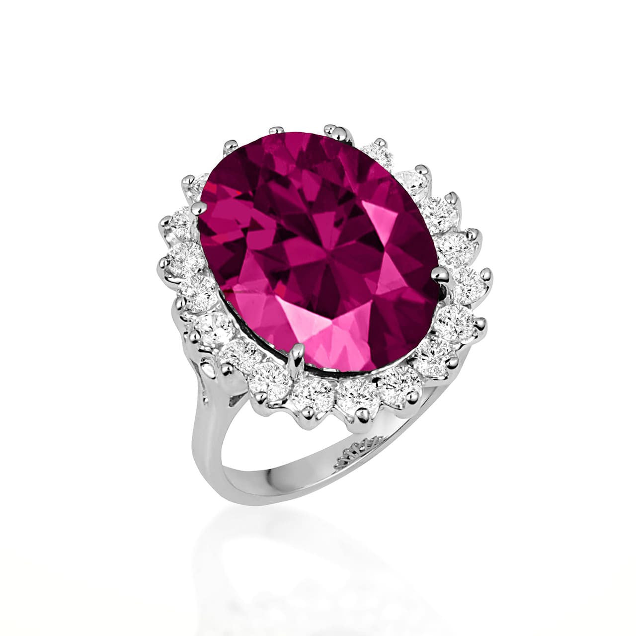 .925 Sterling Silver Oval Gemstone Halo Ring