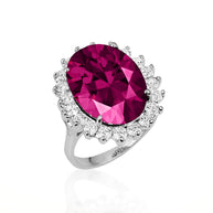 .925 Sterling Silver Oval Gemstone Halo Ring