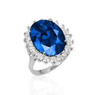 .925 Sterling Silver Oval Gemstone Halo Ring