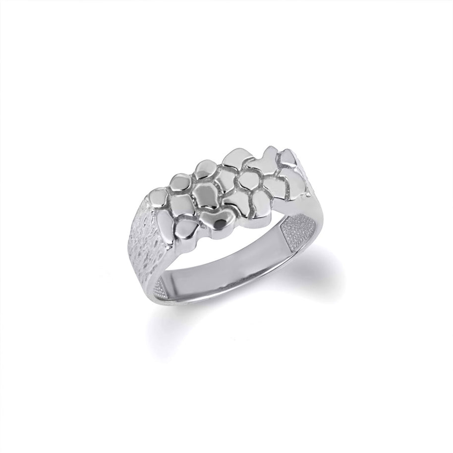 .925 Sterling Silver Men's Nugget Band Ring