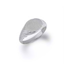 .925 Sterling Silver Oval Striped Engravable Signet Ring