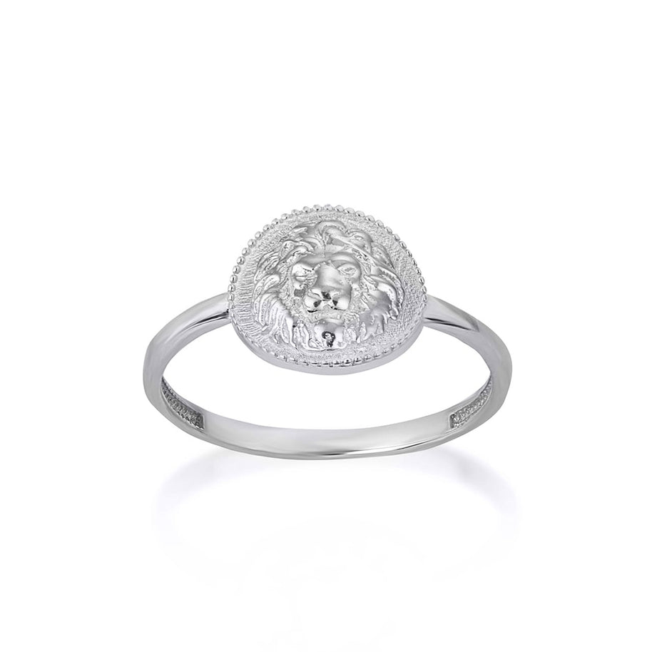 .925 Sterling Silver Textured Lion Milgrain Statement Ring