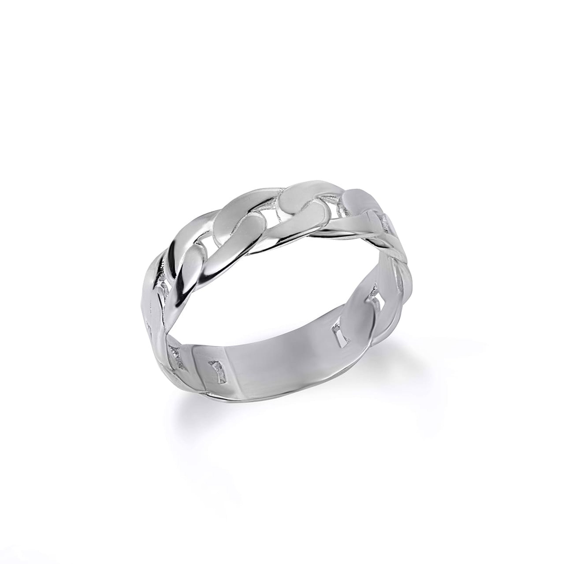 .925 Sterling Silver Cuban Link Chain Ring (5.5mm)