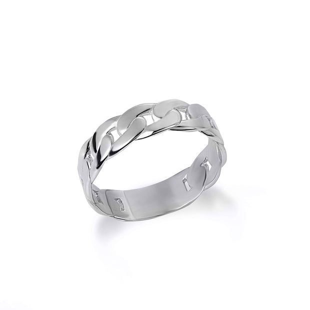 .925 Sterling Silver Cuban Link Chain Ring (5.5mm)