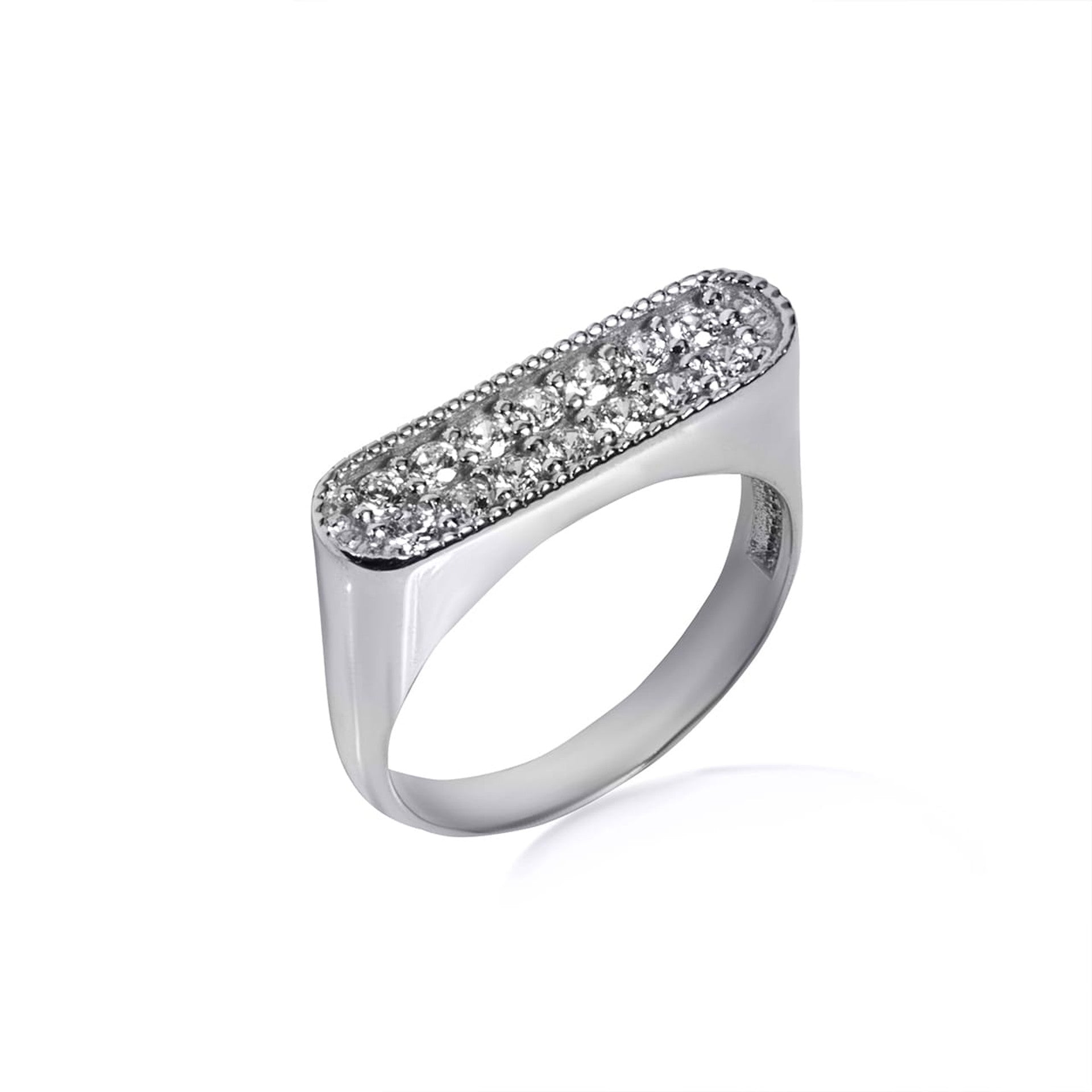 .925 Sterling Silver Cubic Zirconia Bar Ring