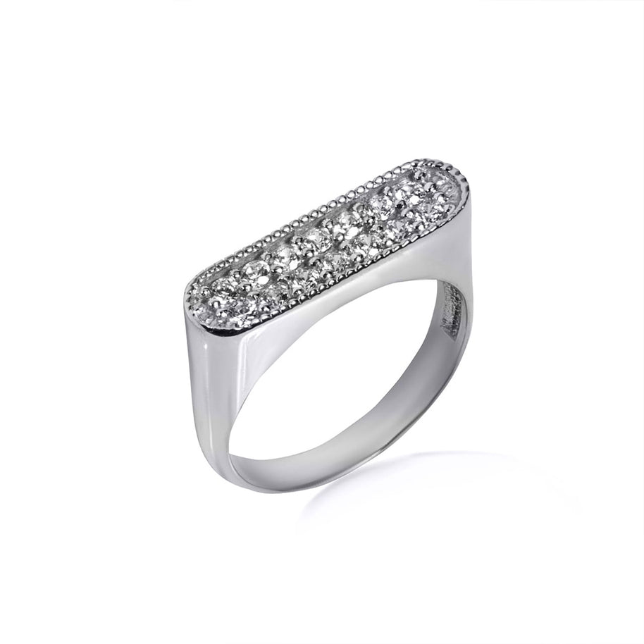 .925 Sterling Silver Cubic Zirconia Bar Ring