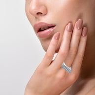 .925 Sterling Silver Cubic Zirconia Bar Ring