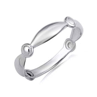 .925 Sterling Silver Marquise and Beaded Circle Eternity Band Ring