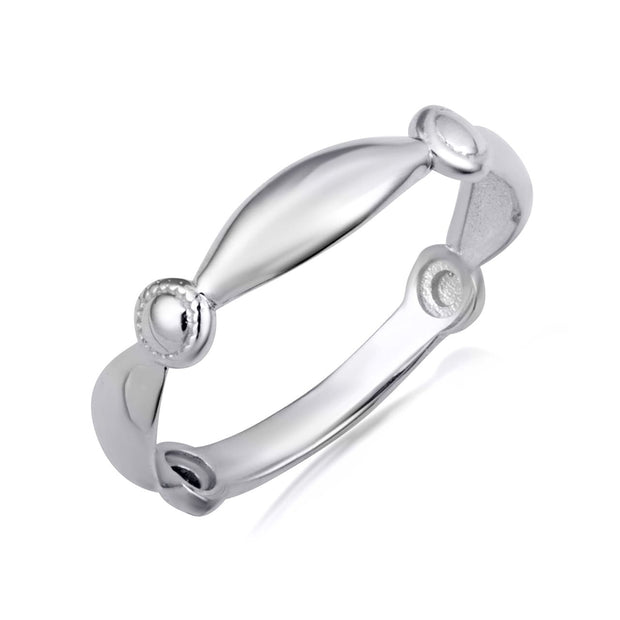 .925 Sterling Silver Marquise and Beaded Circle Eternity Band Ring