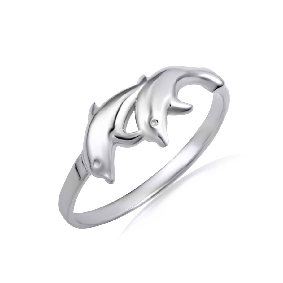 .925 Sterling Silver Marine Dolphins Ring
