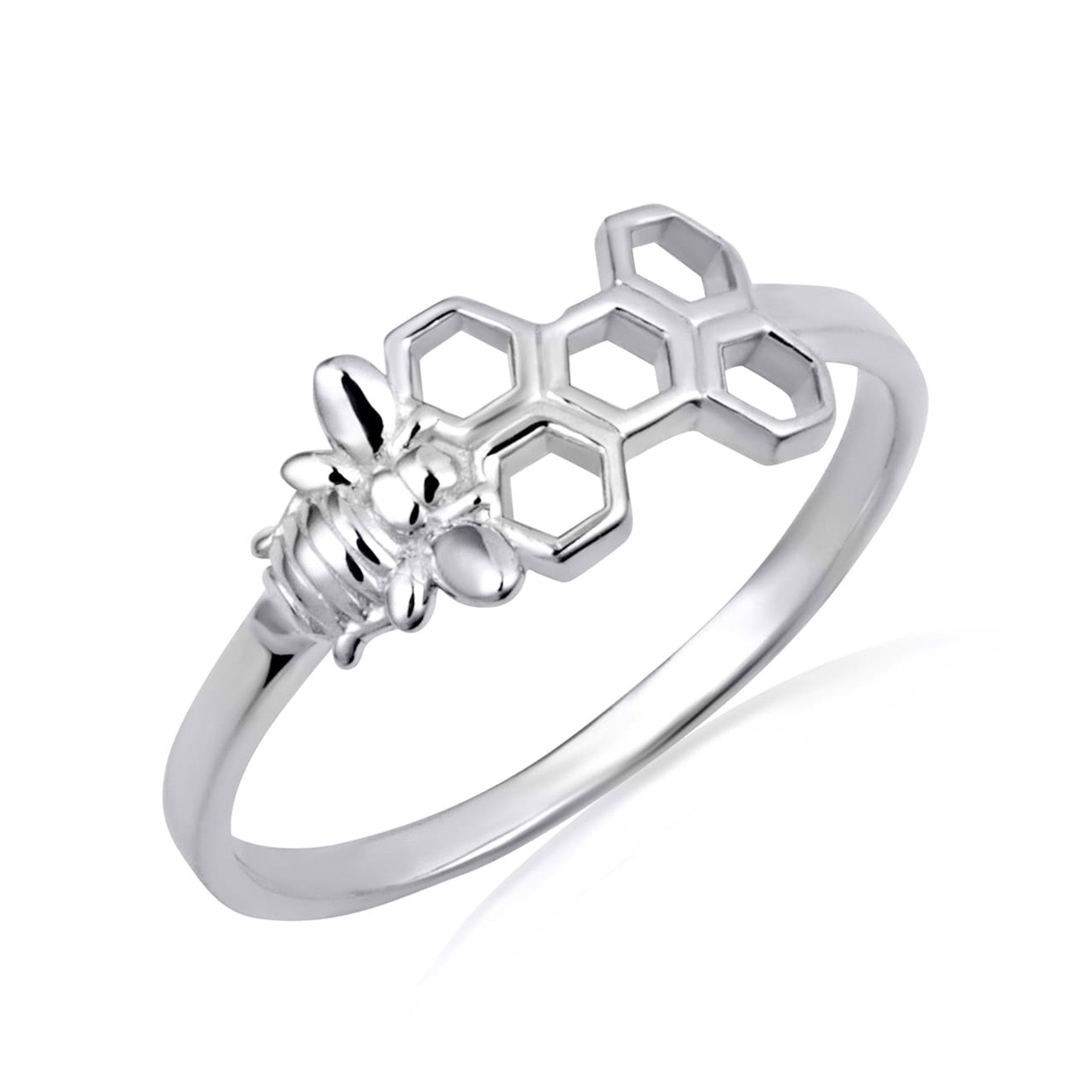 .925 Sterling Silver Honeycomb Bee Ring