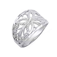Gold Diamond Cut Filigree Butterfly Band Ring (Available in Yellow/Rose/White Gold)