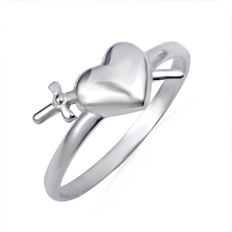 Gold Cross Sword Heart Ring (Available in Yellow/Rose/White Gold)