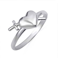 Gold Cross Sword Heart Ring (Available in Yellow/Rose/White Gold)