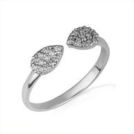 Gold Twin Pear Diamond Studded Band Ring (Available in Yellow/Rose/White Gold)