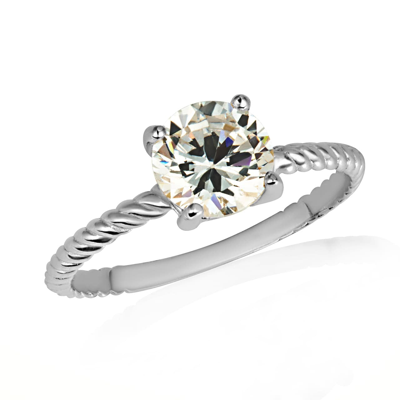 Gold Personalized Birthstone Rope Ring (Available in Yellow/Rose/White Gold)