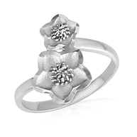 Gold Diamond Cut Hawaiian Plumeria Flower Ring (Available in Yellow/Rose/White Gold)