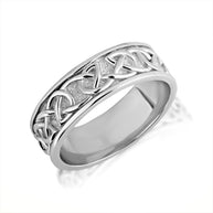 .925 Sterling Silver Irish Celtic Knot Eternity Unisex Band Ring Set 7mm