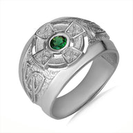 Gold Personalized Celtic Cross Birthstone Men's Ring(Available in Yellow And White Gold)