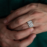 .925 Sterling Silver Men's Masculine Armour Solid Ring