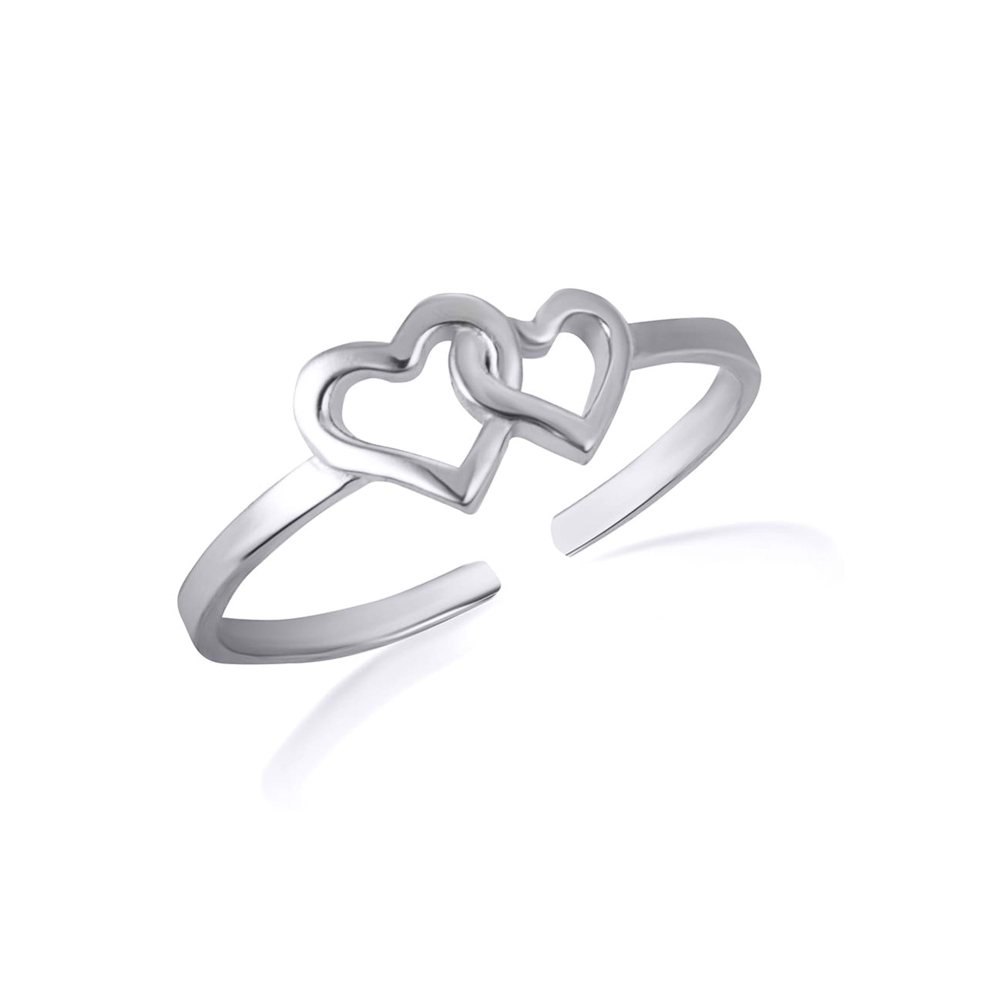 Silver Double Heart Toe Ring