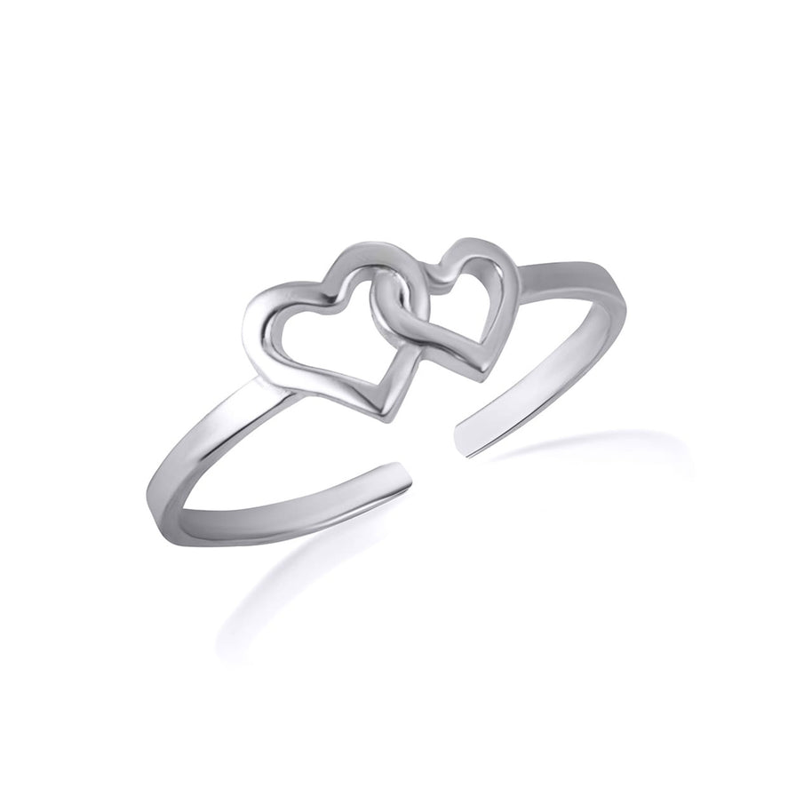 Silver Double Heart Toe Ring