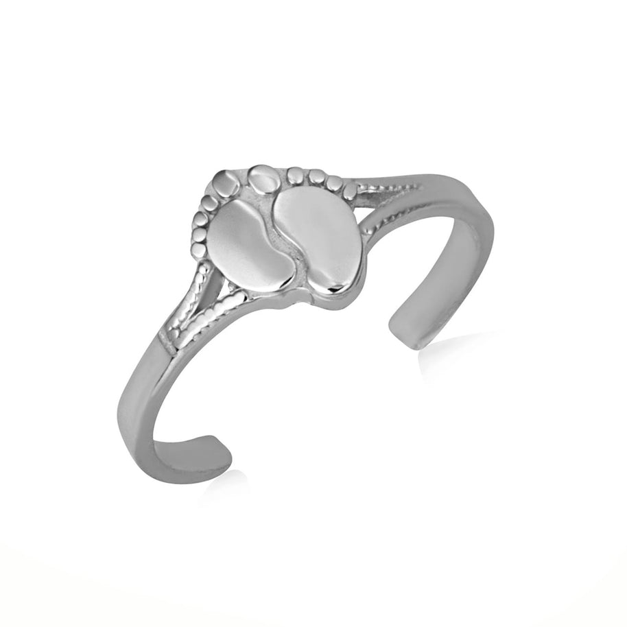 .925 Sterling Silver Baby Footprint Toe Ring