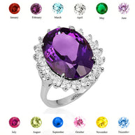 .925 Sterling Silver Oval Gemstone Halo Ring