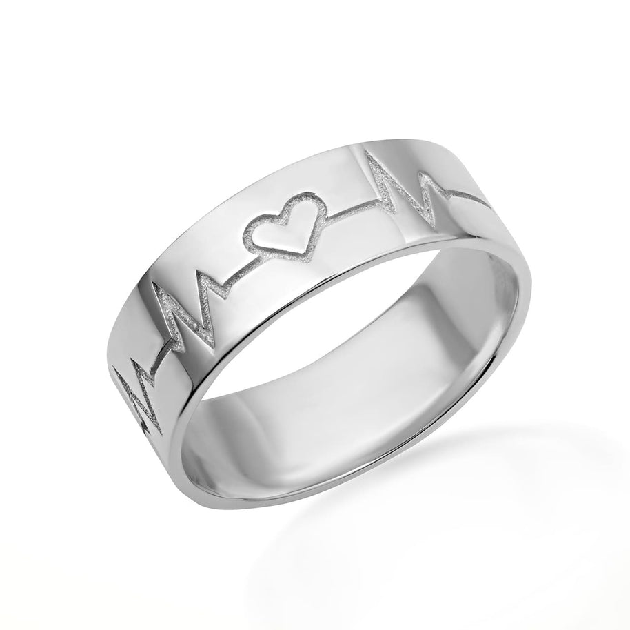 Gold Heartbeat EKG Pulse Band Ring (Available in Yellow/Rose/White Gold)