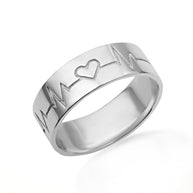 Gold Heartbeat EKG Pulse Band Ring (Available in Yellow/Rose/White Gold)