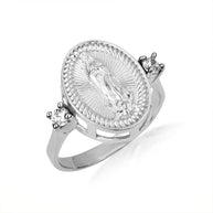 Gold Our Lady Of Guadalupe Oval Rope Signet Ring (Available in Yellow/Rose/White Gold)