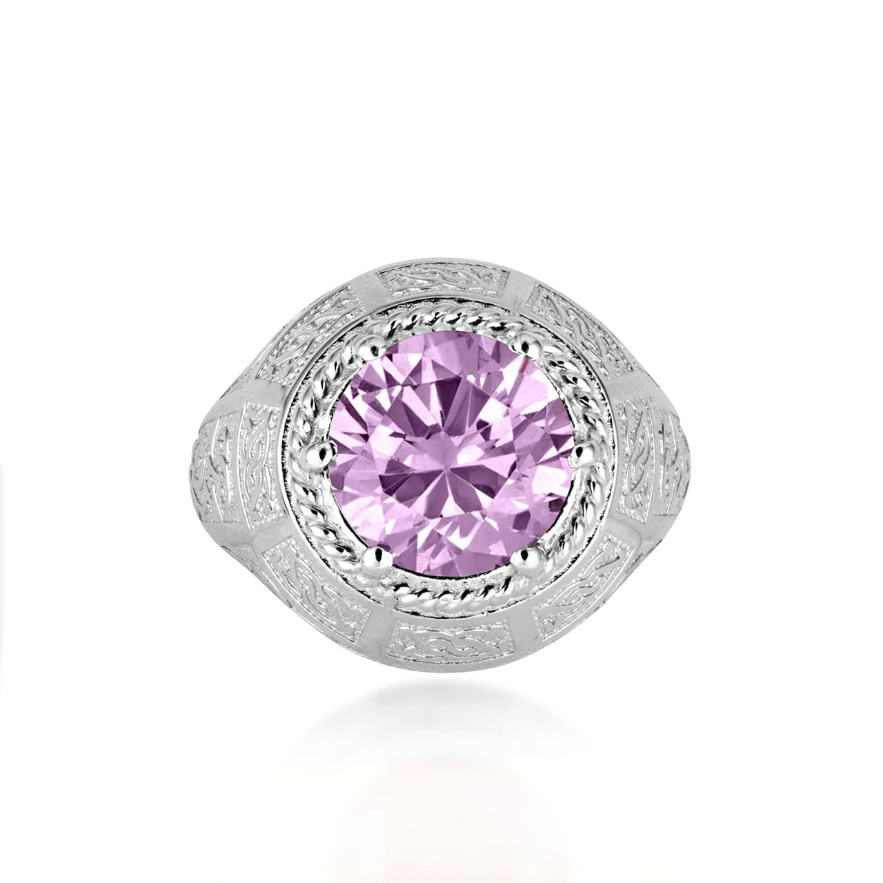 .925 Sterling Silver Irish Celtic Trinity Knot Gemstone Rope Ring