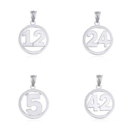 .925 Sterling Silver Personalized Jersey Number Sports Circle Pendant Necklace