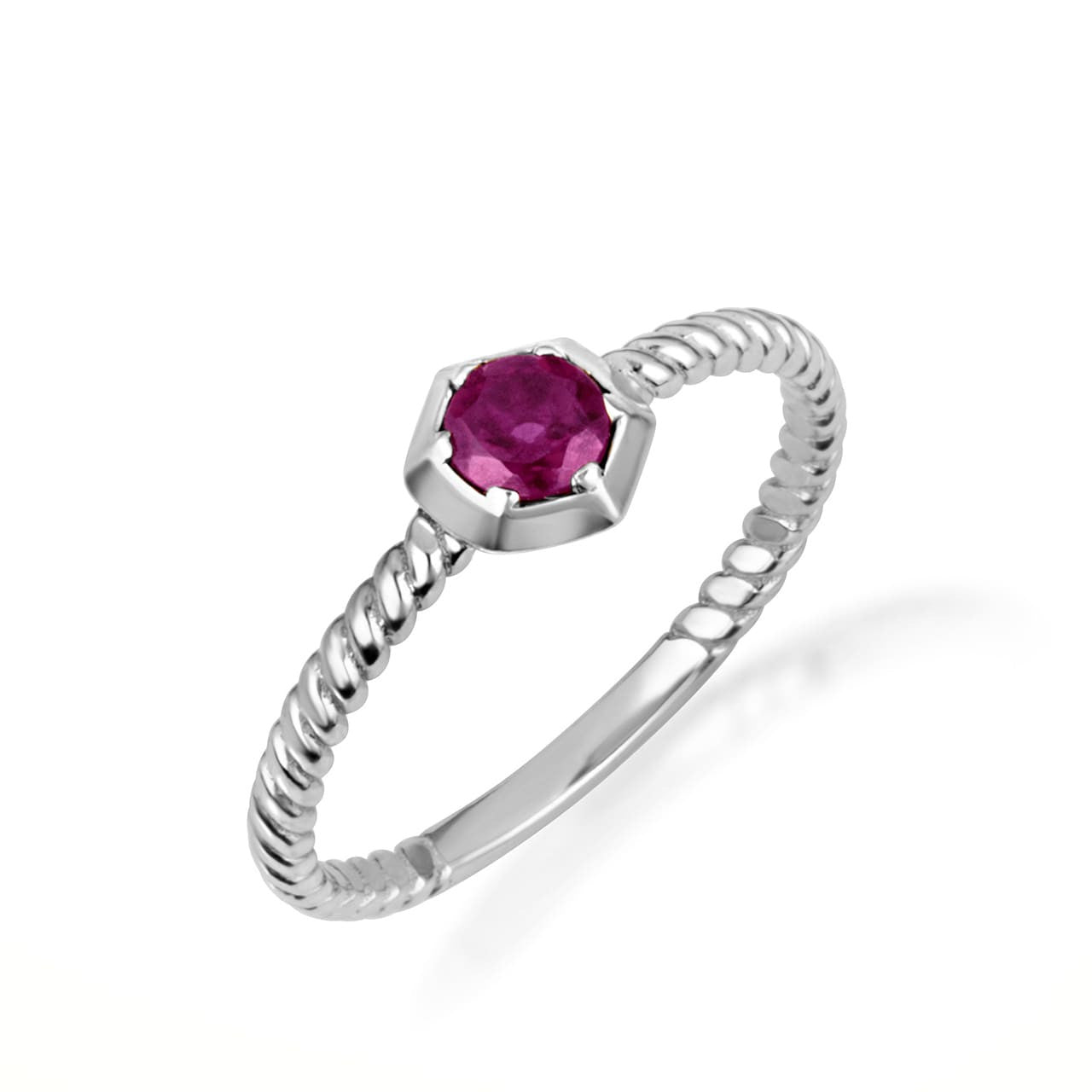 .925 Sterling Silver Personalized Lab Created Birthstone Rope Ring