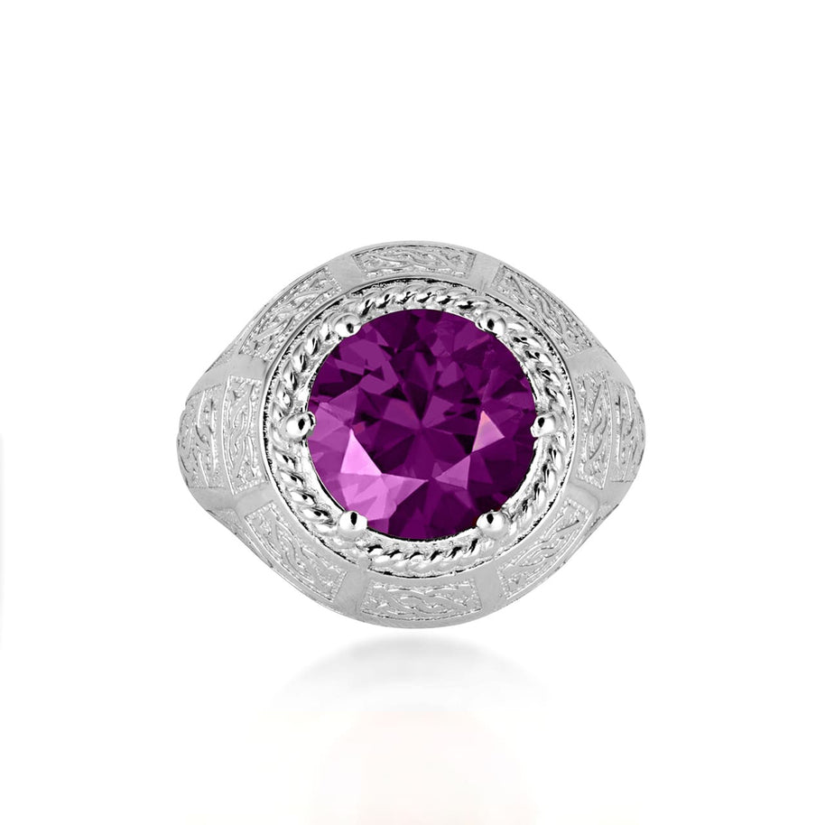 .925 Sterling Silver Irish Celtic Trinity Knot Gemstone Rope Ring