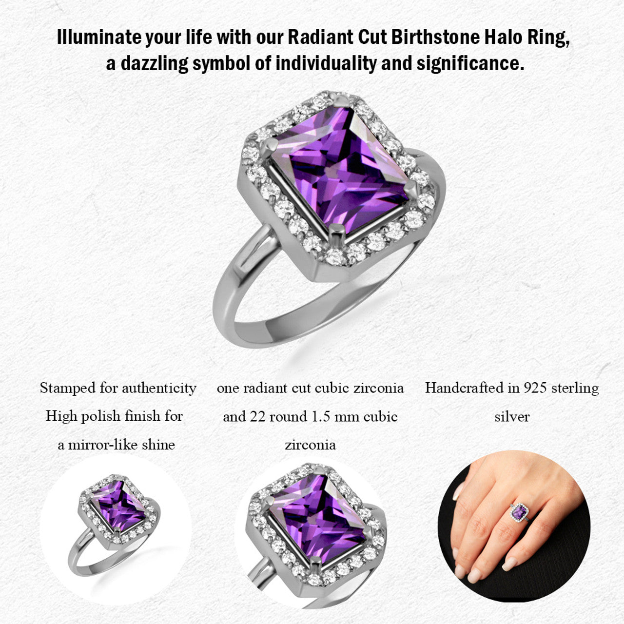 .925 Sterling Silver Oval Birthstone Ribbed Cocktail Ring