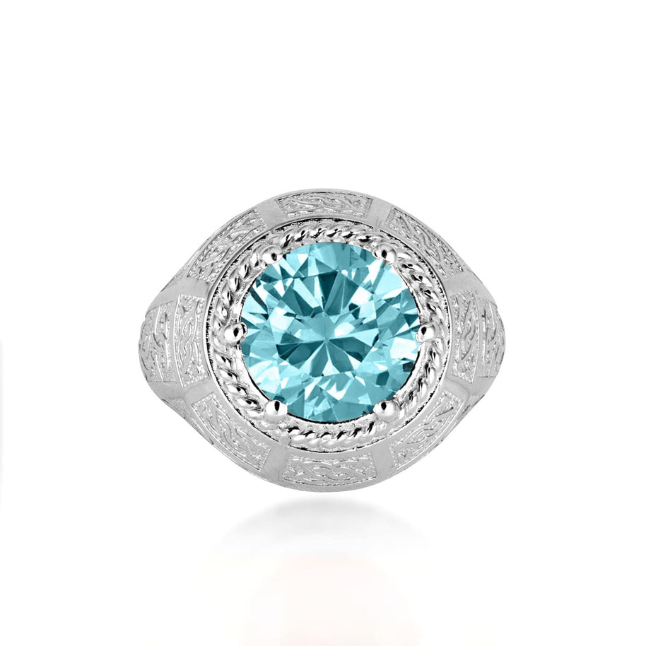 .925 Sterling Silver Irish Celtic Trinity Knot Gemstone Rope Ring