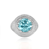 .925 Sterling Silver Irish Celtic Trinity Knot Gemstone Rope Ring