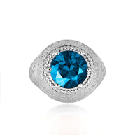 .925 Sterling Silver Irish Celtic Trinity Knot Gemstone Rope Ring
