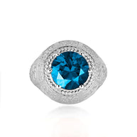 .925 Sterling Silver Irish Celtic Trinity Knot Gemstone Rope Ring