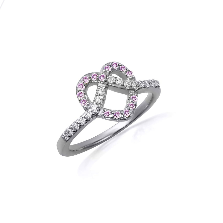 .925 Sterling Silver Heart Chevron Gemstone Band Ring