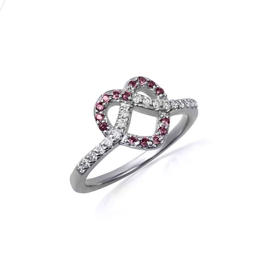 .925 Sterling Silver Heart Chevron Gemstone Band Ring