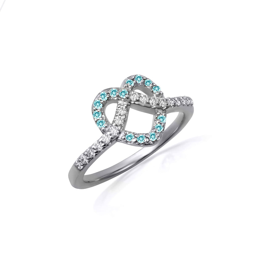 .925 Sterling Silver Heart Chevron Gemstone Band Ring