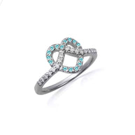 .925 Sterling Silver Heart Chevron Gemstone Band Ring