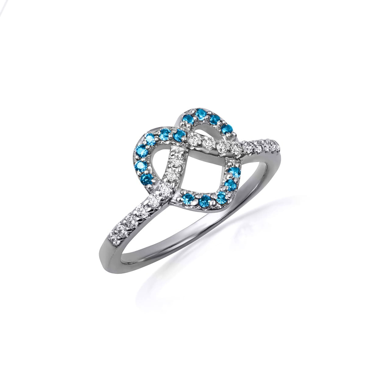 .925 Sterling Silver Heart Chevron Gemstone Band Ring