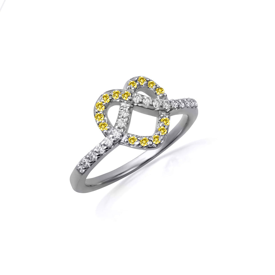 .925 Sterling Silver Heart Chevron Gemstone Band Ring