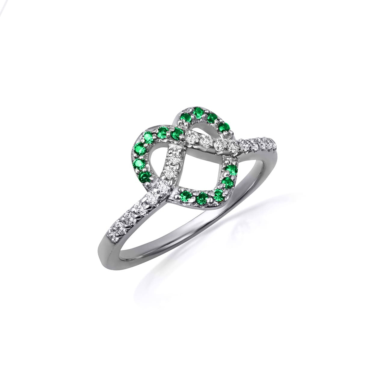 .925 Sterling Silver Heart Chevron Gemstone Band Ring